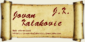 Jovan Kalaković vizit kartica